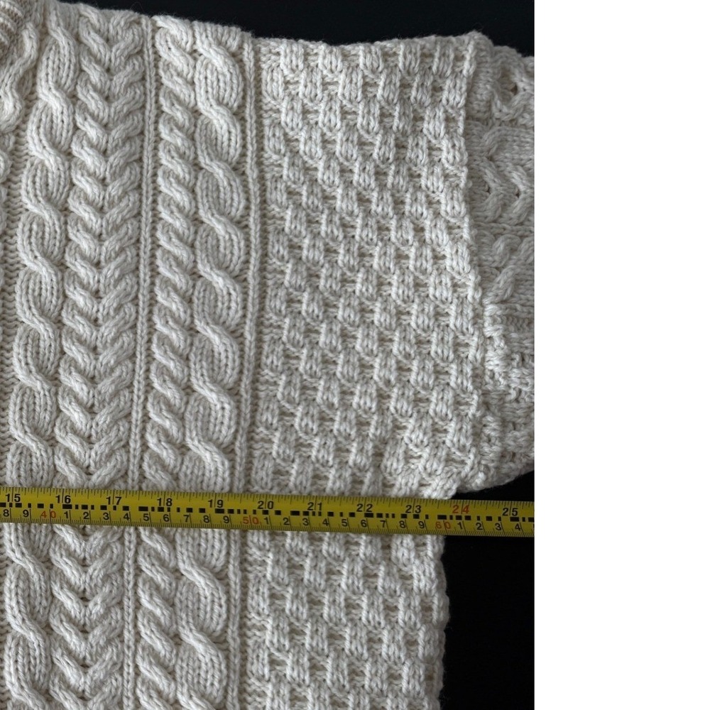 Aran Isles Knitwear Merino Wool Cable Knit Sweater Cream Made in Ireland XL - Picture 5 of 10